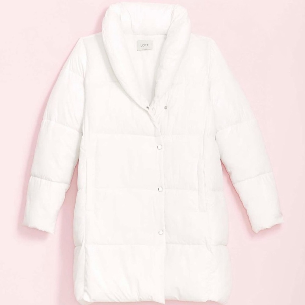 Loft White Puffer Coat